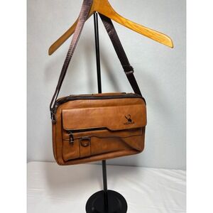 Weixier Mens Messenger Bag Brown Faux Leather Crossbody Shoulder Travel Satchel